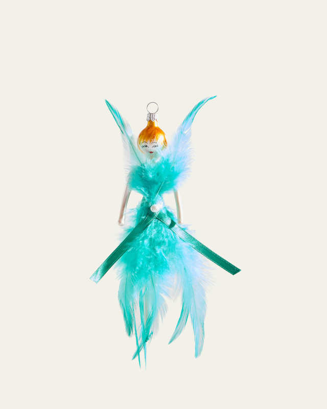 Fashionista in Feathers Dress Christmas Ornament